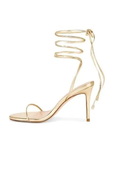 NWT Charlotte Russe Cassie gold lace up heels. Size 8 - Image 2