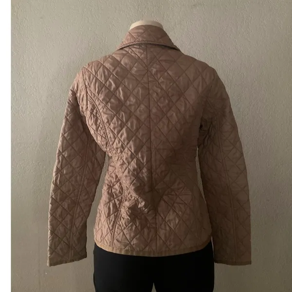 Tommy Hilfiger Women’s M Quilted Jacket Tan Brown Diamond Full Zip Lightweight - Image 3