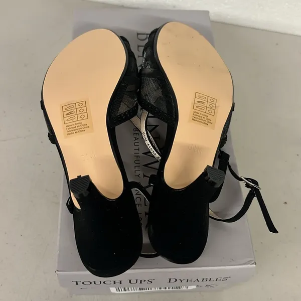 New nib Benjamin walk touch ups sz6.5 black rhinestone open toed strappy heels - Image 4