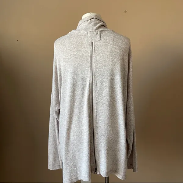 ALTAR'D STATE | Beige Cowl Neck Drop Shoulder Zipper Back Oversized Sweater.Sz L - Image 4
