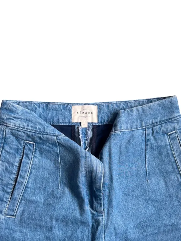 Sézane Martin Trousers Wmn’s Denim Jeans Straight Wide Fit Sz 34 ( US2) Cotton - Image 2