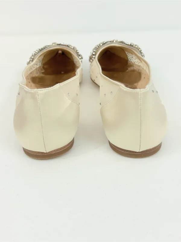 Badgley Mischka Quinn Embellished Flats Gold Satin Size 9.5 NWOT - Image 5
