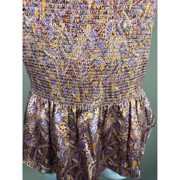 Cinq à Sept Sleeveless Halter Paisley Smocked Peplum Top‎ Boho Chic - Image 4