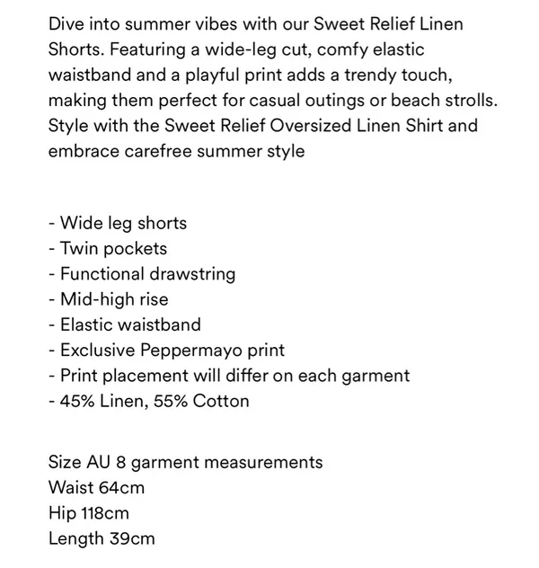 Peppermayo Sweet Relief Banchetto Linen Shorts - Image 2
