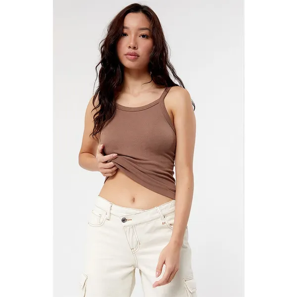 5/$35 PacSun Contour Womens Tank Top Sz M Brown Seamless‎ Longline - Image 3