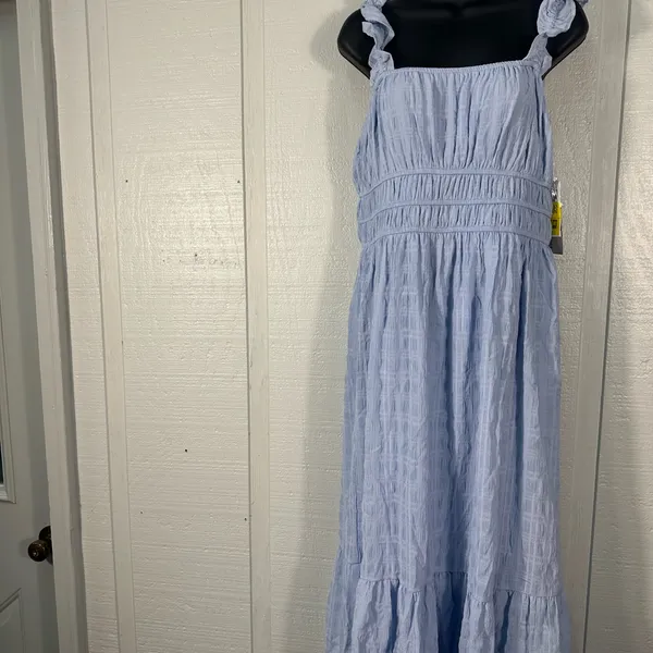 Kingston Grey Women’s Boho Blue Tiered Flutter Sleeve Maxi Dress SZ XL NWT - Image 2