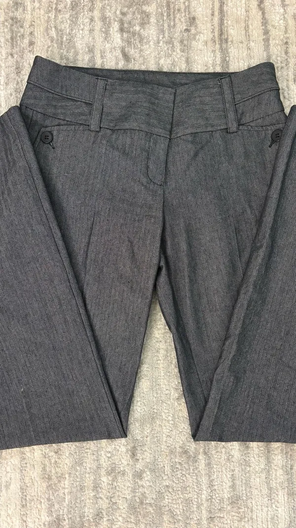 Vintage Bebe Low Rise Grey Pinstripe Office Pants - Image 2