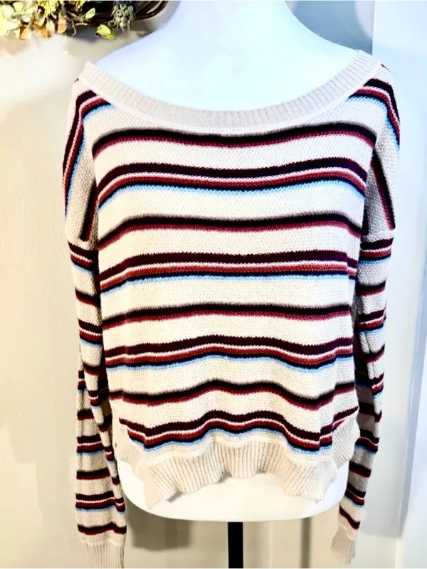💥Free People Beach Road Trip Alpaca Blend Striped Boxy Sweater Sz S💛 - Image 3