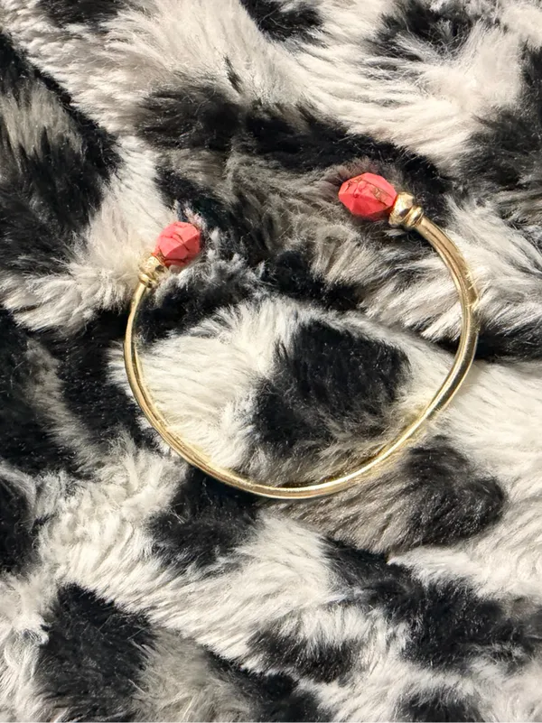 Kendra Scott Ellms Cuff Bracelet Gold Tone Bronze Veined Red Magnesite - Image 2