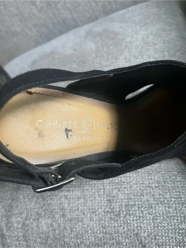 Chinese Laundry Black Suede Open-Toe Platform Slingbacks - Image 4