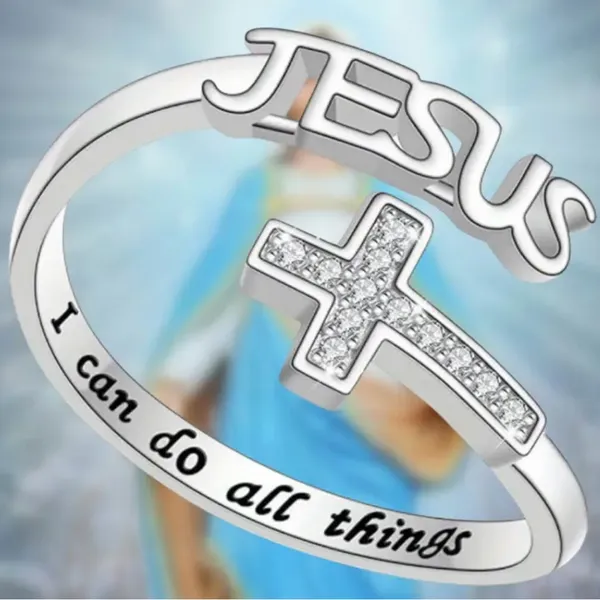 Stainless Steel Silver Engraved Ring “I can do all things” Adjustable Ring S 7-9 - Image 7