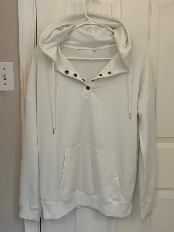Amazon Brand Pullover Snap Button Hoodie in White - Image 3