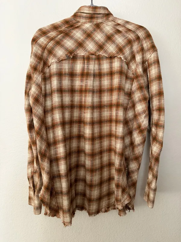 BDG Urban Outfitters Brown Plaid Distressed Flannel Button-Down Shirt - Image 6