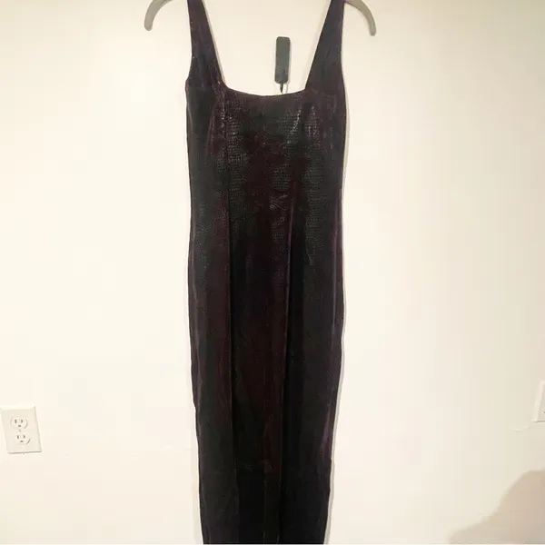 Betsey Johnson Size Small Vintage Purple‎ Velvet Snake Print Bodycon Tank Dress - Image 4