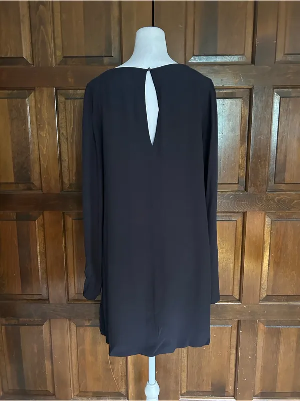 Free People Some Like It Hot Cape Dress Navy Split Sleeve Boho Size Small Shift - Image 5