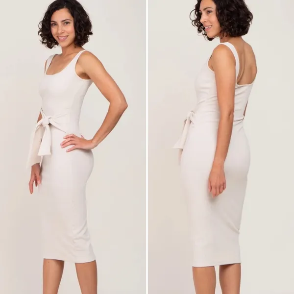 Lena Ribbed Bodycon Tie Waist Midi Tank Dress Sz S 💚🎀 - Image 12