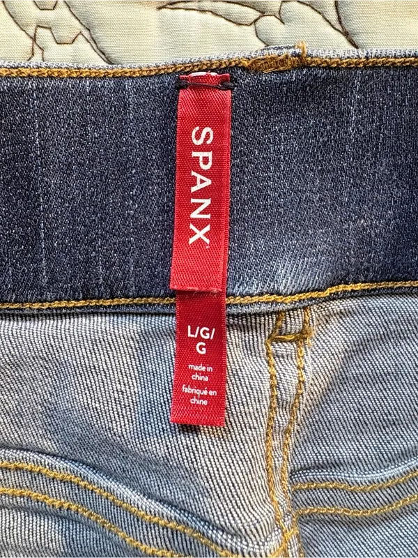 💥SPANX Pull On Flare Jeans Dark Wash High Rise Stretch Denim Size L🧡 - Image 11