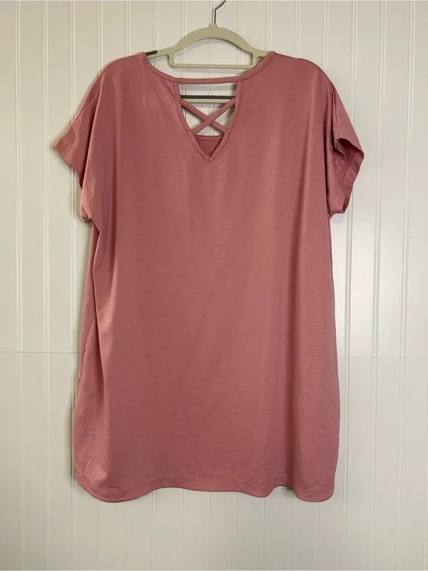 Tuff Athletics Dusty Rose Crisscross Back Top Size XXL - Image 2