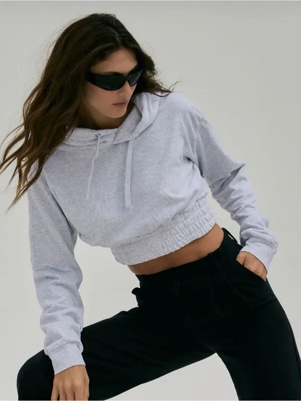 Talentless Women’s Boxing Hoodie in Ash Heather Grey - Image 10