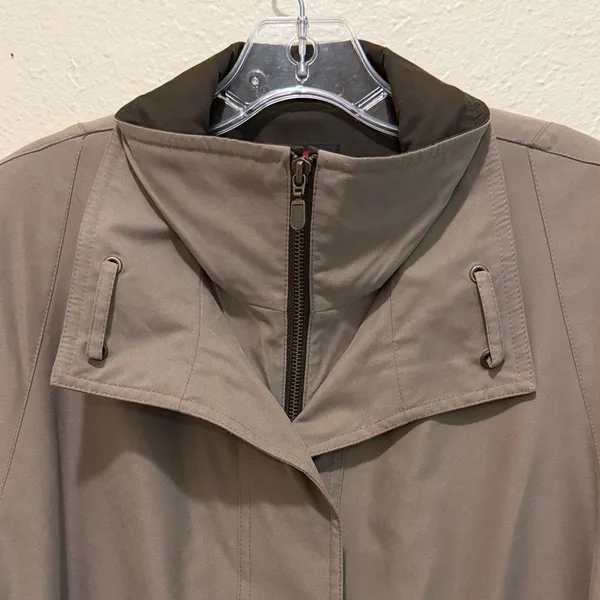 Gallery Vintage unisex Long Tan Jacket Trench Coat cottagecore granny grandpa - Image 5