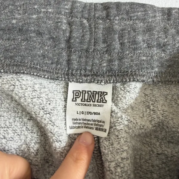 PINK Victoria's Secret gray pull‎ on fleece lined pocket jogger sweatpants large - Image 6