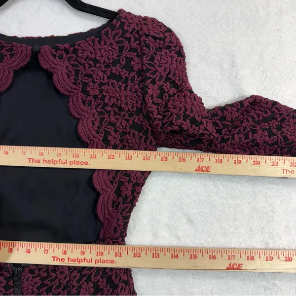 Alice + Olivia 2 Burgundy Lace Cutout Bodycon Cocktail Mini Dress Date‎ Night - Image 4
