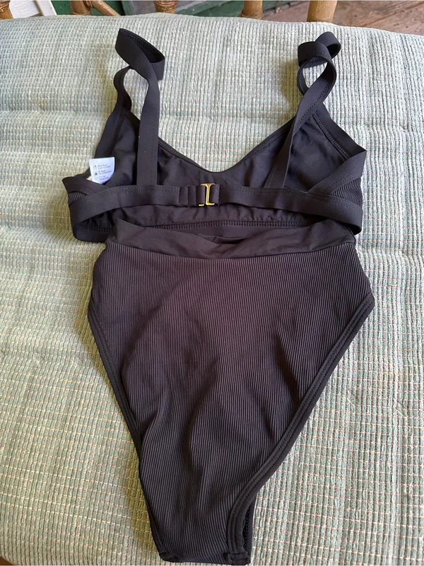 NWOT L*Space Gemma Frenchi bikini set black ribbed extra small - Image 4