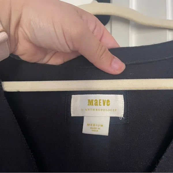 Maeve Anthropologie Louisa Tiered Tee V Neck‎ Black Peplum - Image 3
