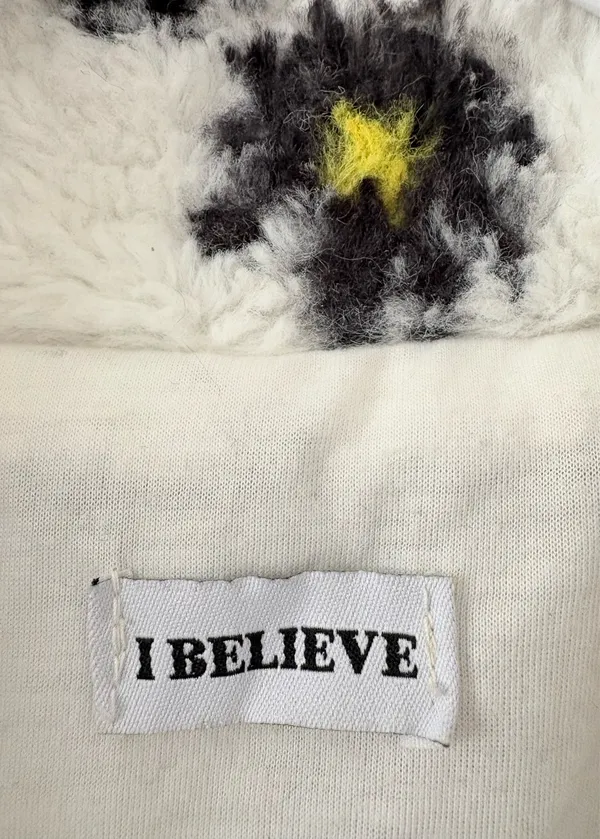 I Believe Women’s 2XL White/Black/Yellow Floral Sherpa Full Zip Jacket - Image 3