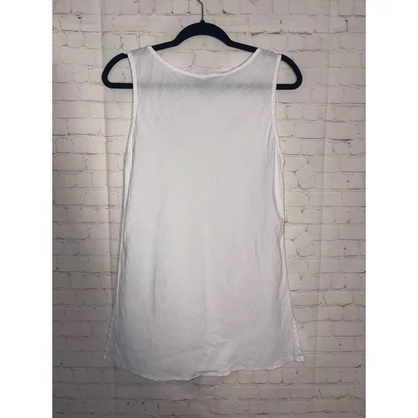 Cut Loose Womens White 100% Linen 2 Piece Set Tunic Tank Top and Wide Leg Pants - Image 4