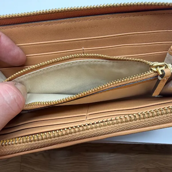 Tory Burch Striped Zip Continental Blue Leather Wallet - Image 6