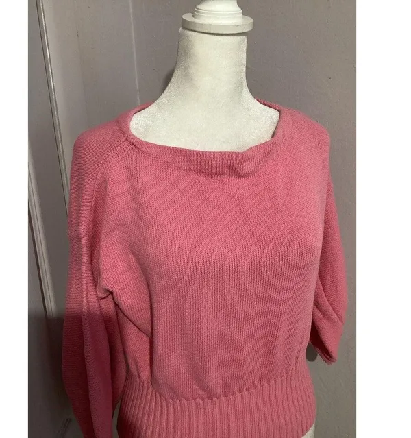 Knitted & Knotted Light Pink Knit Half Sleeve Blouse XS - Image 2