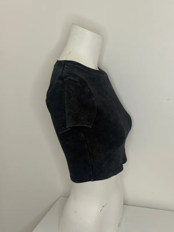 NINTH HALL Black Acid Wash Baby Tee - Image 4