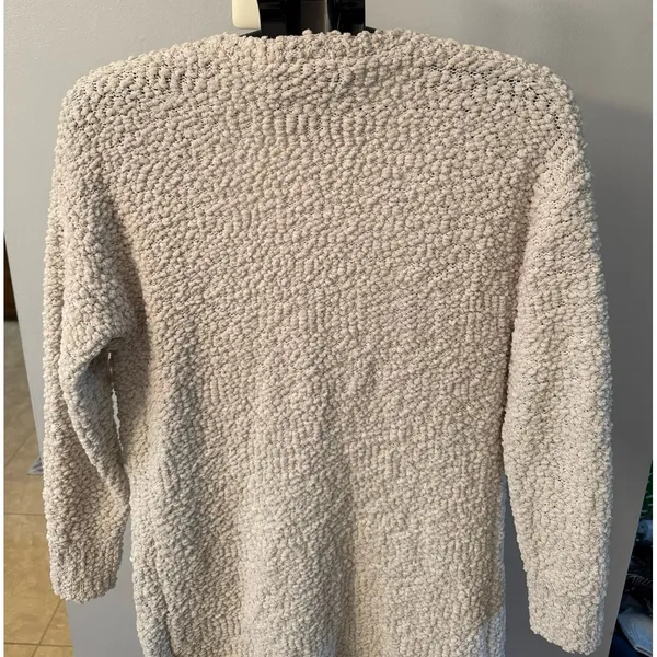 MEROKEETY Women's Off White‎ POPCORN BATWING SLEEVE OVERSIZED CARDIGAN Size S - Image 6