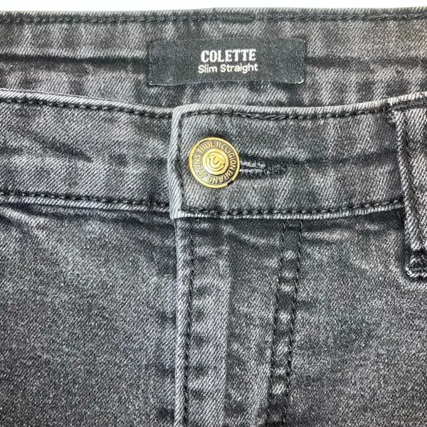 True Religion Colette Slim Straight Charcoal Wash Jeans Size 31 - Image 2