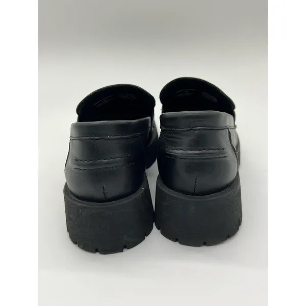 Steve Madden Shoes Womens Size 7 Black Leather Lawrance Loafers Chunky Lug Sole - Image 7