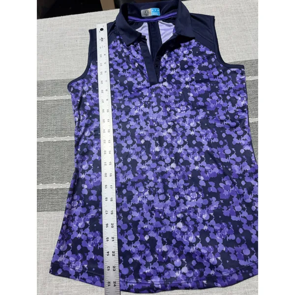 PGA Tour Womens XS Sleeveless Golf Polo Purple Floral Athletic Shirt - Image 2