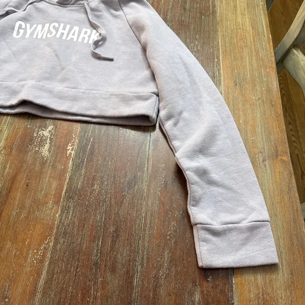 Gymshark Cropped Hoodie Small Gray White Workout Athletic - Image 4