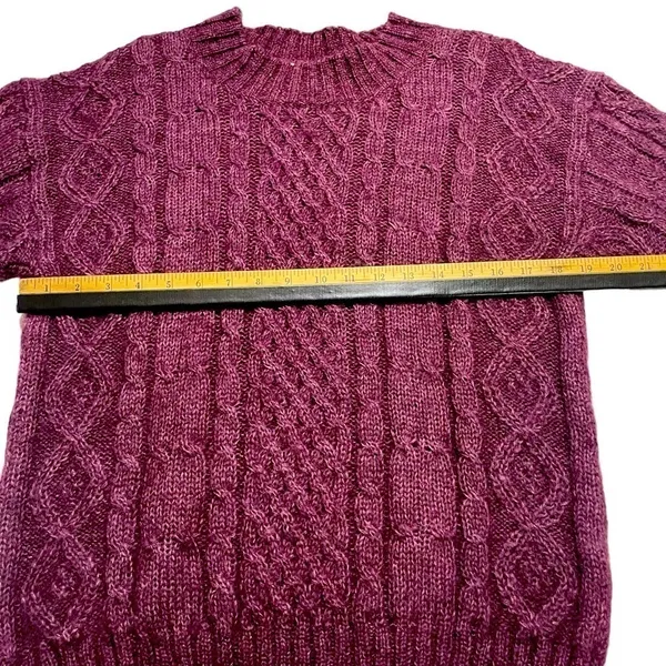 Paris Sport Club Mohair Cable knit Sweater Berry Cottagecore SZ M 90’s Y2K - Image 9