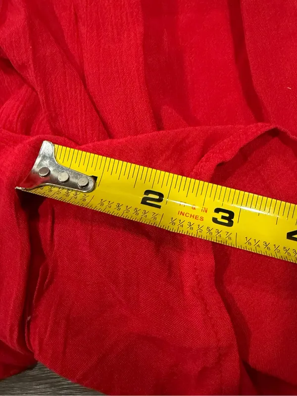 Hollister Women’s Red Smocked Romper Puff Sleeve Viscose Size XS - Image 7
