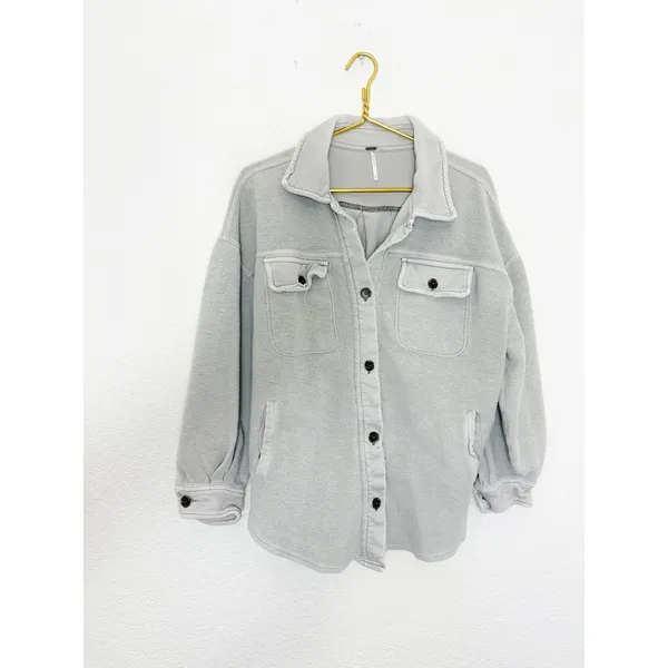 Free People Ruby Jacket in Stone Size Small Oversized Boho Shacket - Image 4