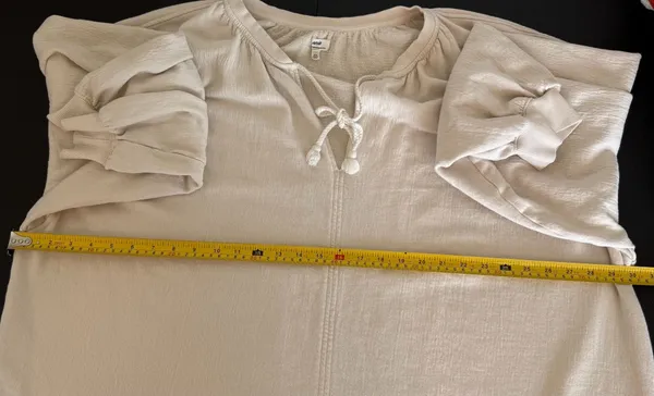 Aerie Oversized French Terry Lace-Up Sweatshirt Cream Oatmeal XL Boho Balloon Sl - Image 7