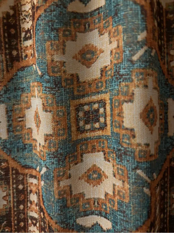 Lapis Geometric Pattern Midi Skirt Women’s Size L Brown and Teal - Image 8