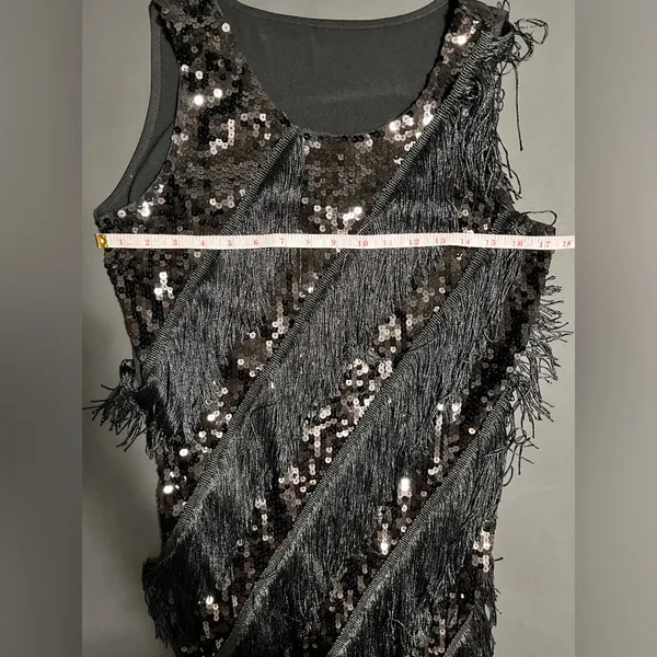 FORUM Roaring 20’s Gatsby Flapper Fringe Black Vintage Dress Women’s Sz XS EUC - Image 6
