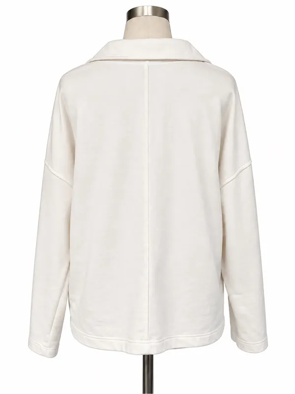 Banana Republic White Collared Pullover Sweatshirt Size Large Oversized - Image 4