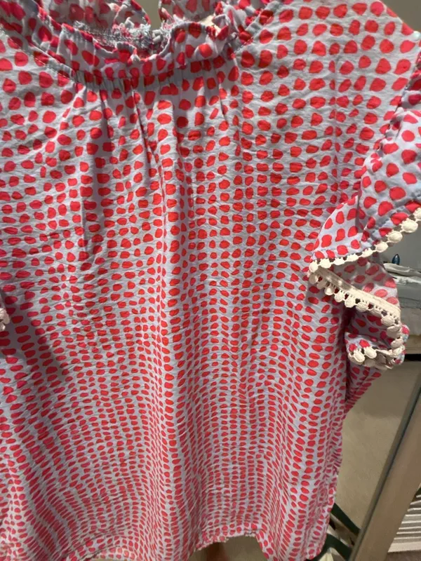 THML Ruffle Sleeve Blue and Red Polka Dot Blouse - Image 2