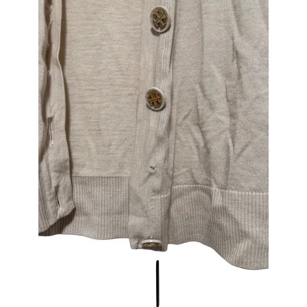 Tory Burch Beige Merino Wool Button Cardigan M - Image 2