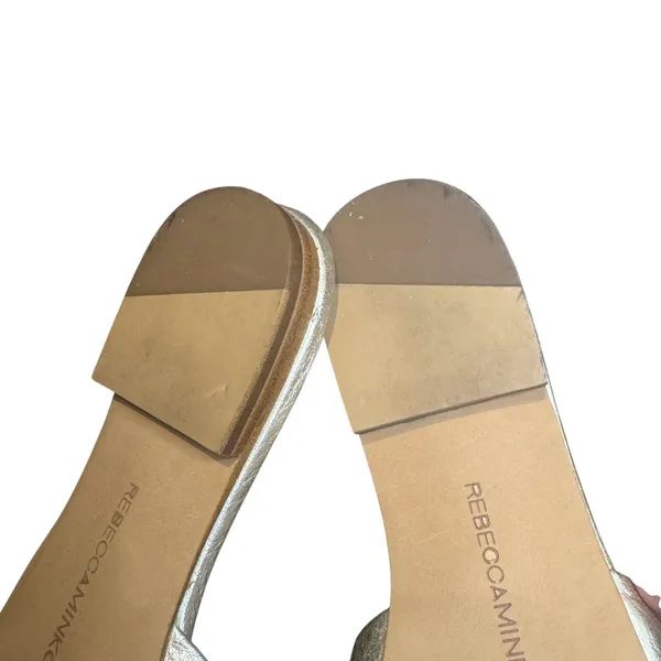 Rebecca Minkoff Shoes Womens Size 6.5M Gold Leather Bow Slide Flats‎ Pointed Toe - Image 10