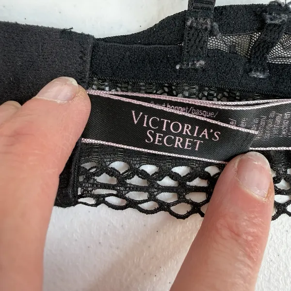 Victoria's Secret‎ S Small Bralette Bra Black Lace Adjustable Unlined Sheer Mesh - Image 10