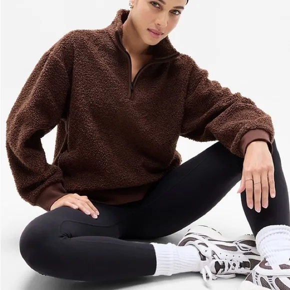 Athleta Forever Fleece Cloud Quarter Zip Sweatshirt Bouclé Fleece Plush Feel M - Image 3